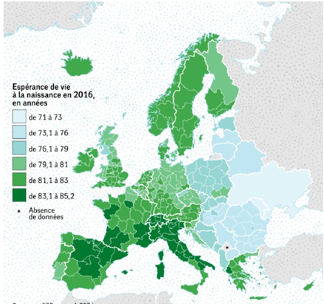 Espérance de vie à la naissance en 2016